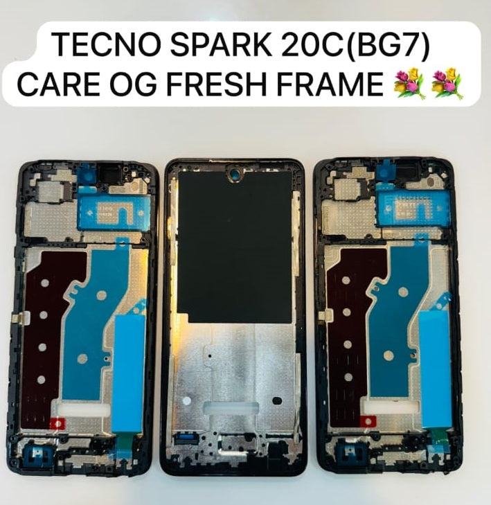 Lcd Frame Middle Chassis for Tecno Spark 20C (BG7) Black Zeespares Lcd Frame Middle Chassis for Tecno Spark 20C (BG7) Black Zeespares